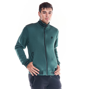 Felpa da uomo collo in piedi e full zip icona leone Soft Basic
