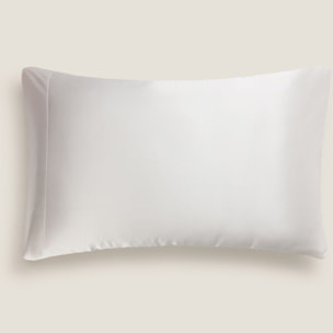 Funda de almohada seda y algodón satén 300 hilos Silkcot color blanco Seda