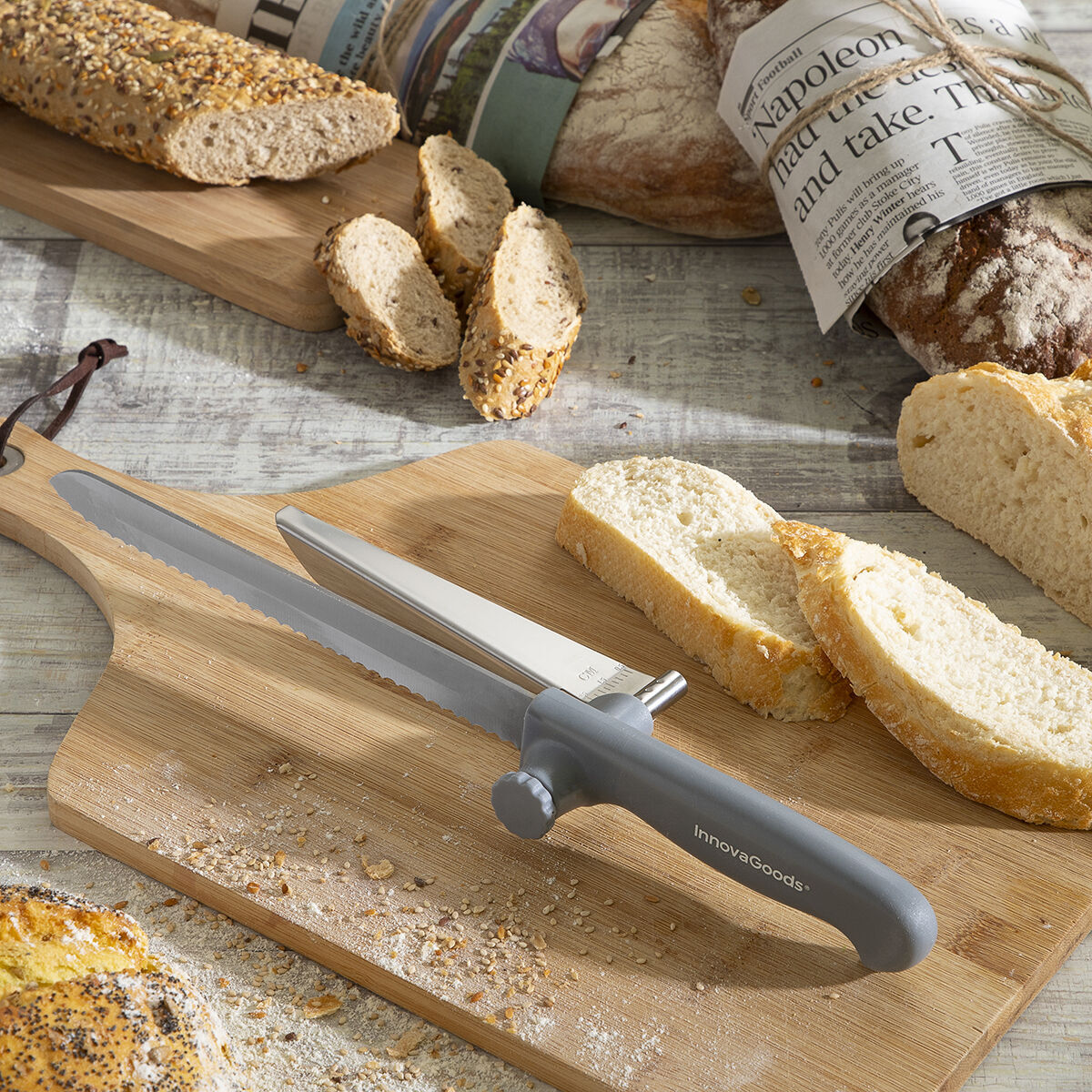 Coltello da Pane con Guida di Taglio Regolabile Kutway InnovaGoods