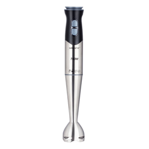 Batidora de mano de 700W con dos velocidades, diseño ergonómico, cuerpo y brazo de acero inoxidable. Brazo apto para lava vajillas.