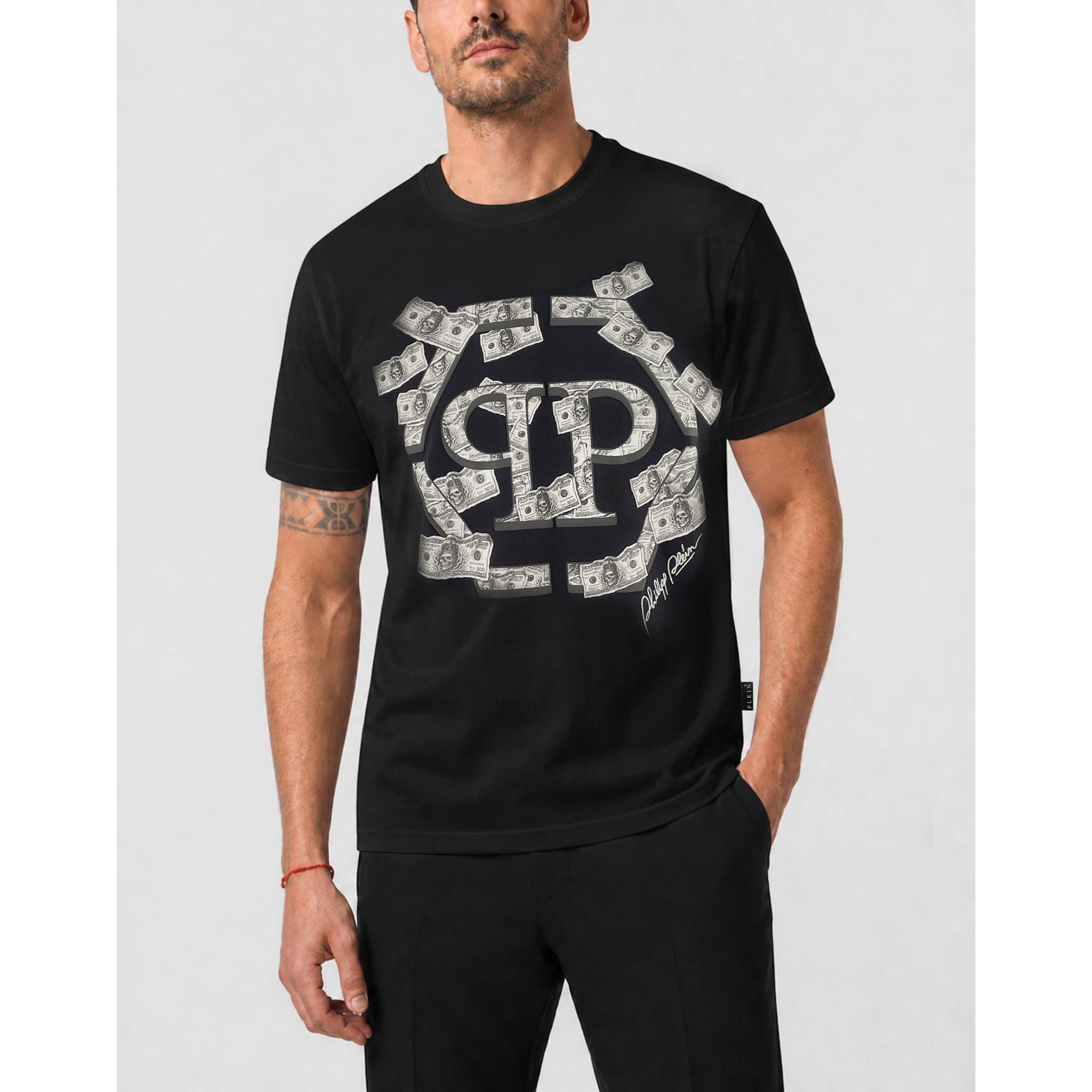 PHILIPP PLEIN Camiseta de cuello redondo y manga corta HEXAGON