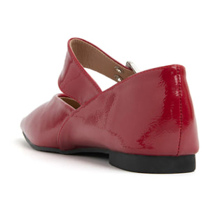 Ballerina con fibbia sul collo del piede - ROSSO