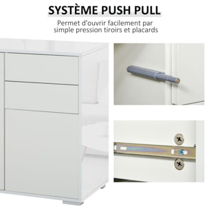 Commode buffet meuble de rangement 2 tiroirs 2 portes avec étagère 79 x 36 x 74 cm blanc