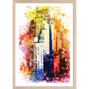 Poster the new yorker flash vision Affiche + cadre en bois - Chêne