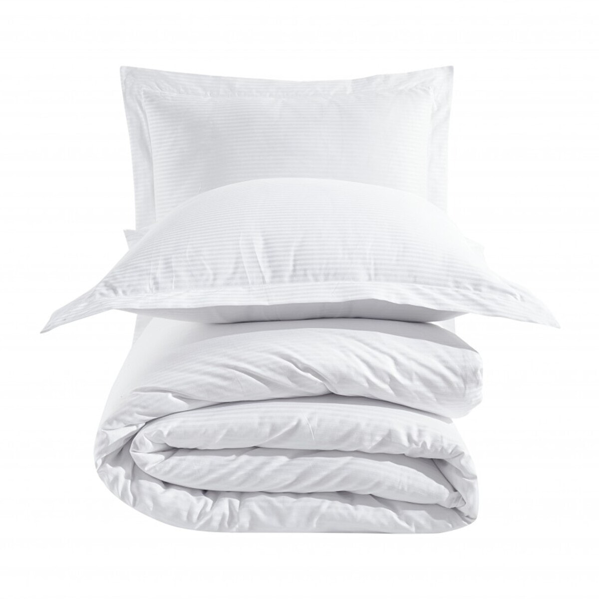 Parure housse de couette satin de coton rayé