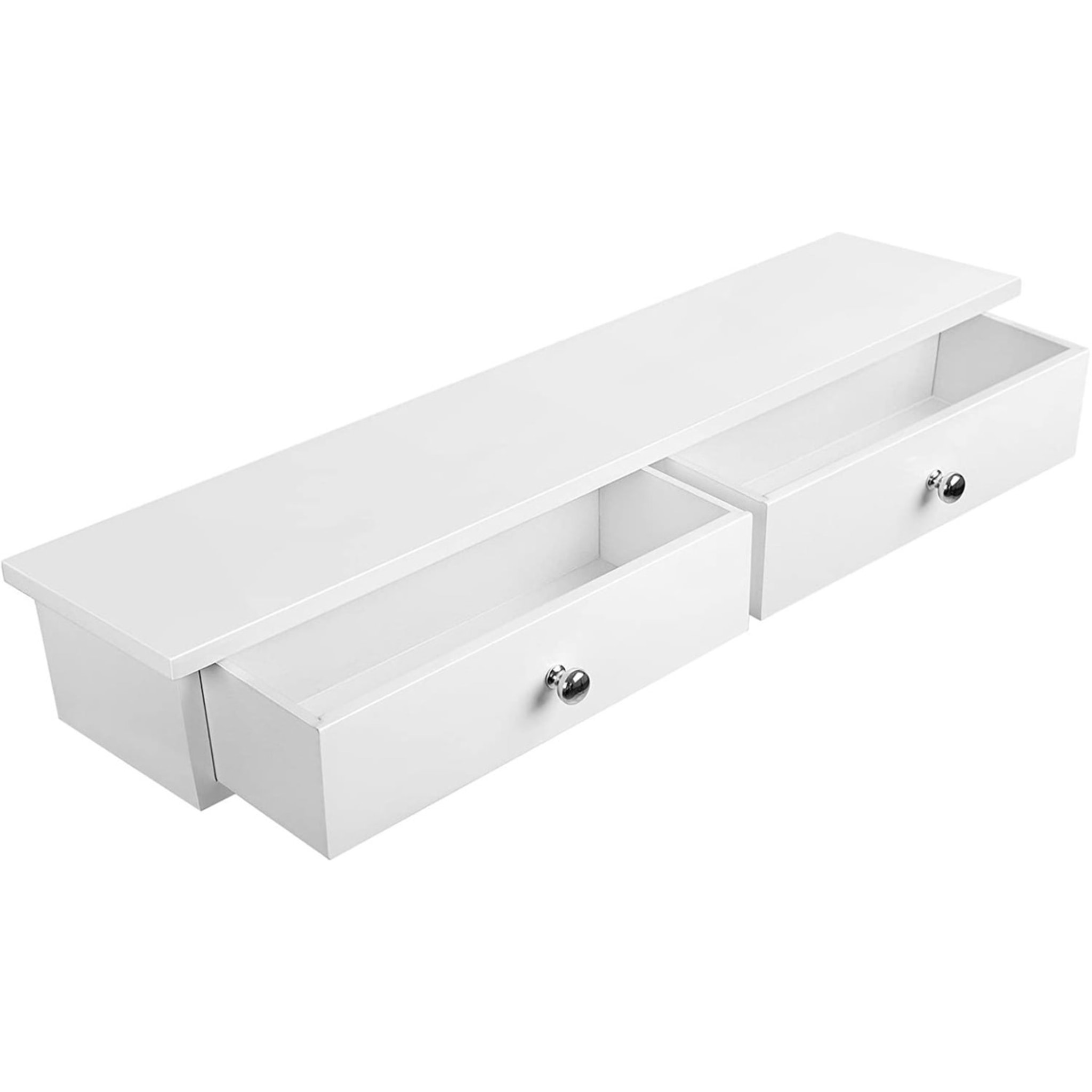 Mensola da Parete Bianca con 2 Cassetti in MDF 65 cm