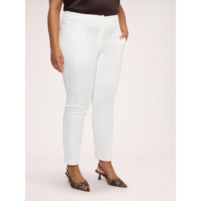 Fiorella Rubino - Pantaloni New York in cotone stretch - Bianco