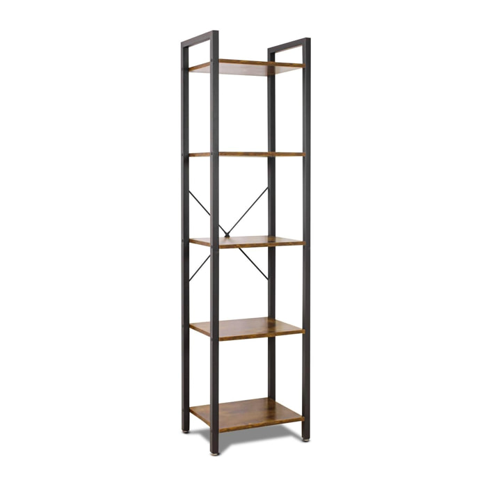 Wabi - Libreria scaffale a 5 ripiani in stile industriale, 40x30xH154 cm