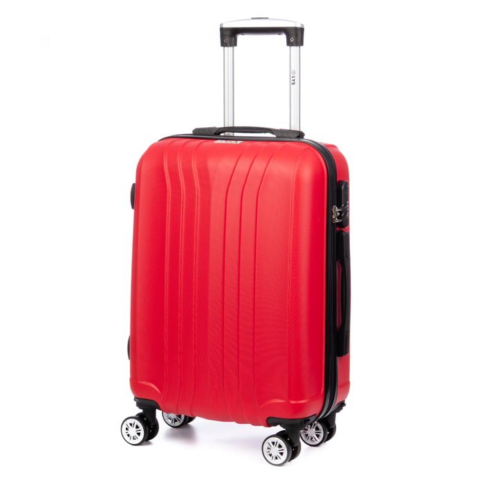 Valigia da cabina Trolley in materiale leggero ABS ad alta resistenza. Serratura numerica, 4 ruote doppie rimovibili e girevoli a 360°. 57x38x20 cm.