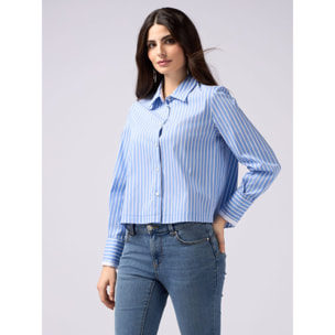 Oltre - Camicia cropped a righe - Azzurro