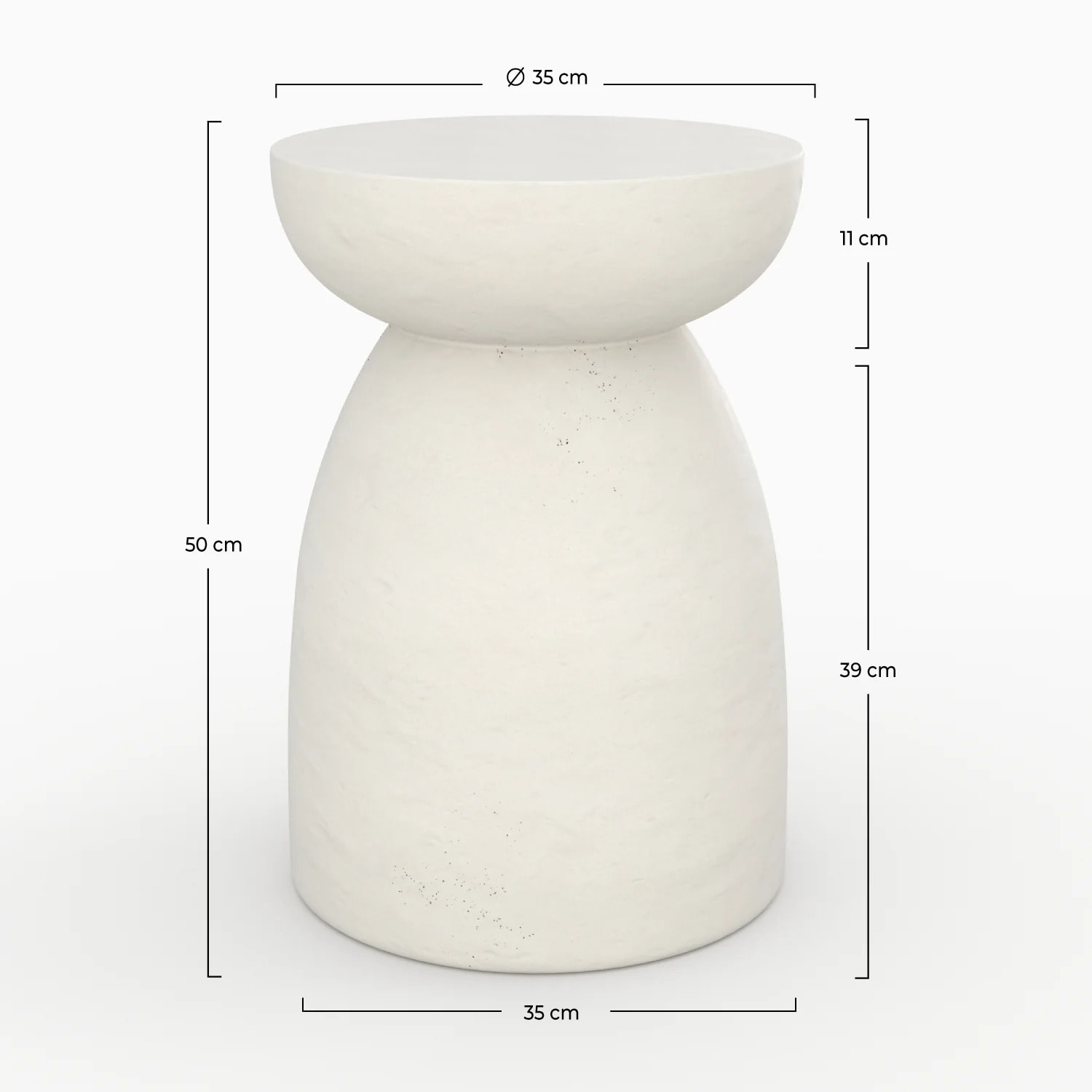 Table d'appoint ronde en béton blanc D35 cm - Capri