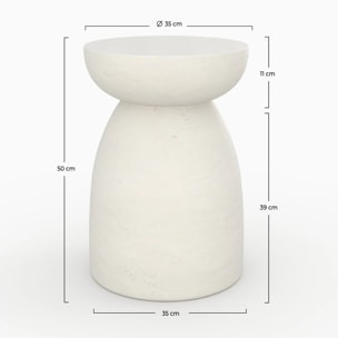 Table d'appoint ronde en béton blanc D35 cm - Capri