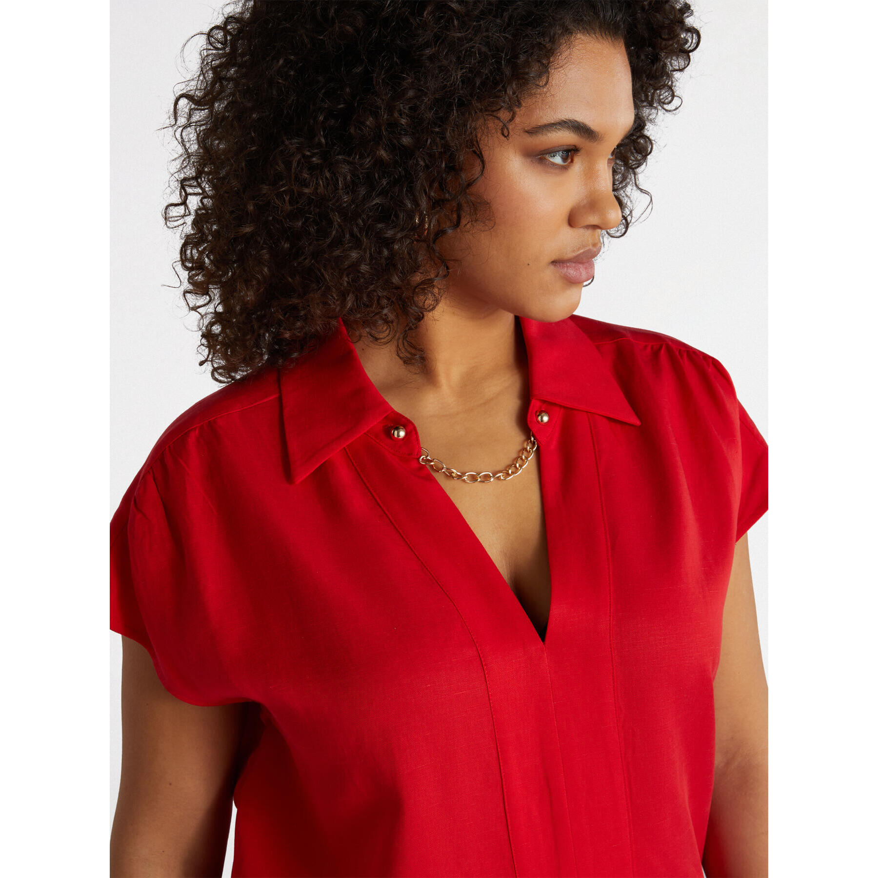 Fiorella Rubino - Blusa con catena con fibre in TENCEL™​ - Rosso