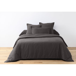 Parure Housse De Couette + 1 taie 100% Coton 57fils Gris FoncÉ