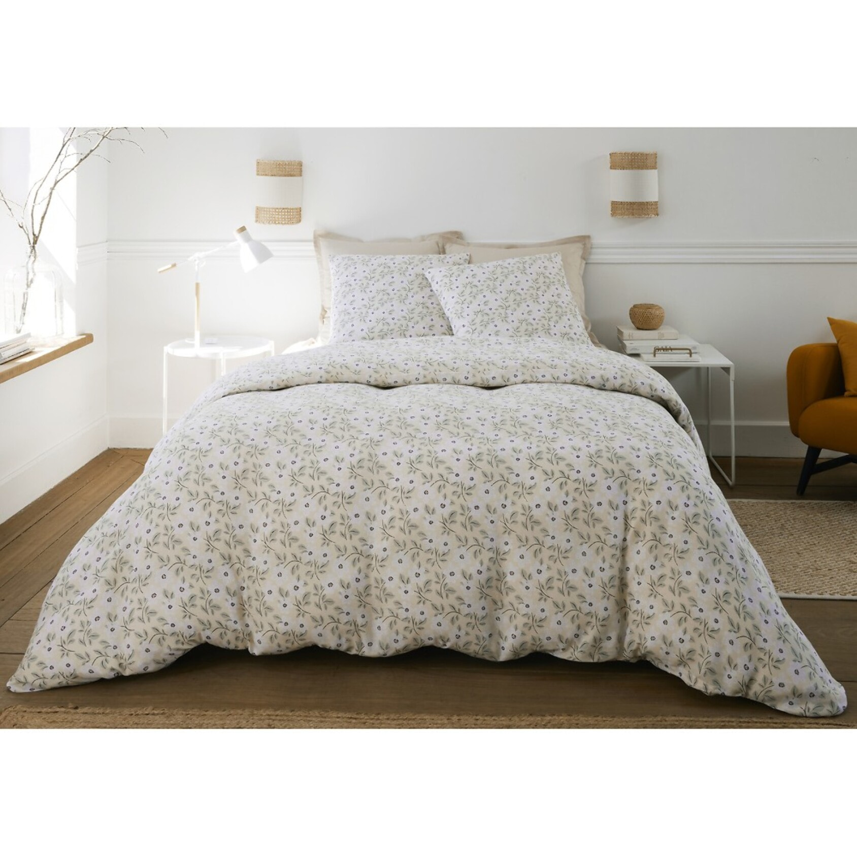 Parure housse de couette 100% gaze de coton imprimé loucile