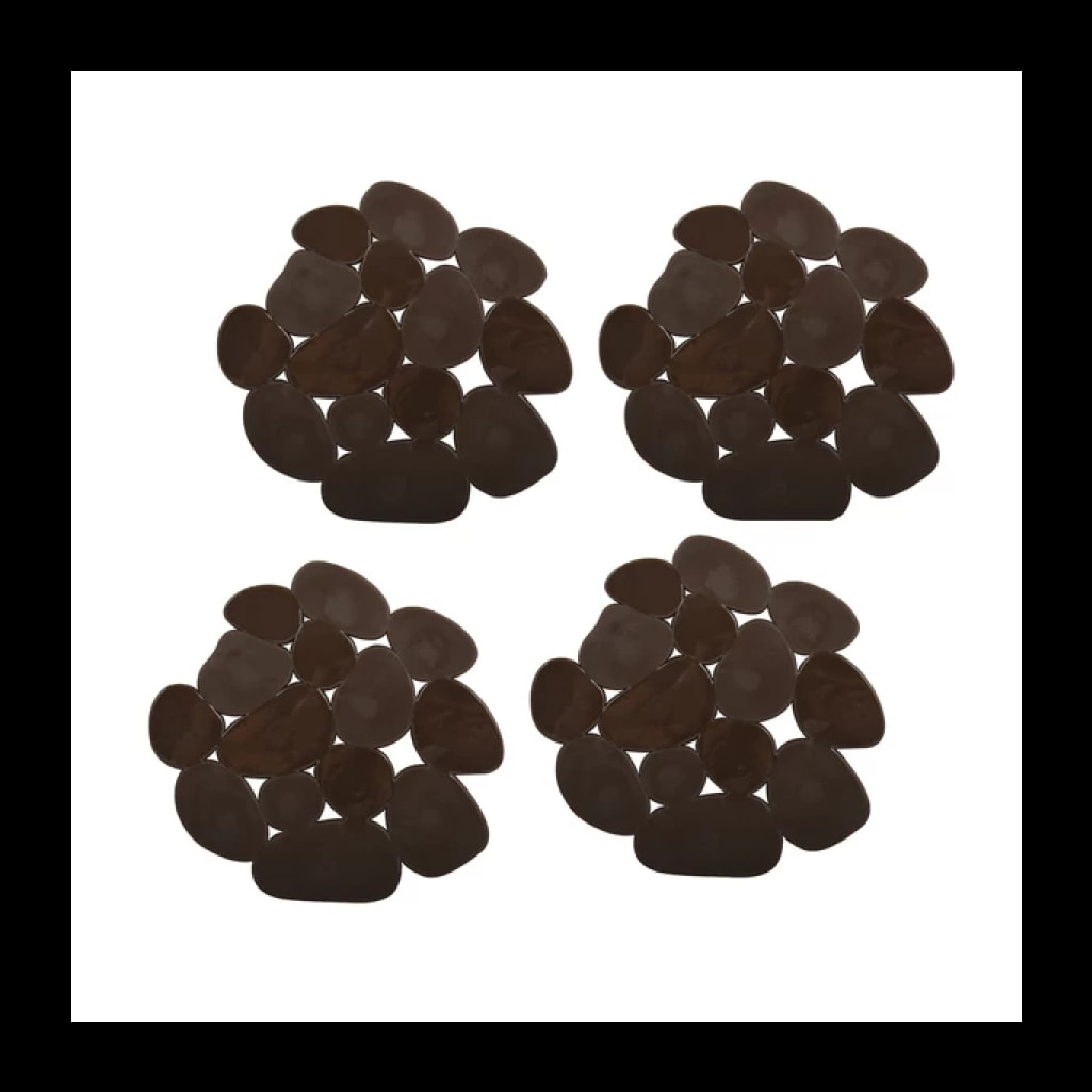 Lot de 4 Tapis antiderapants de douche ou baignoire PVC GALETS 12x13cm Chocolat MSV