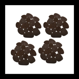 Lot de 4 Tapis antiderapants de douche ou baignoire PVC GALETS 12x13cm Chocolat MSV