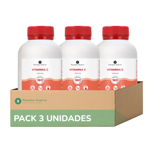 PLANETA HUERTO | Pack 3x Vitamina C 1000 mg 180 Cápsulas – Refuerzo para el Sistema Inmunológico – Con Escaramujo y Acerola – Antioxidante Natural