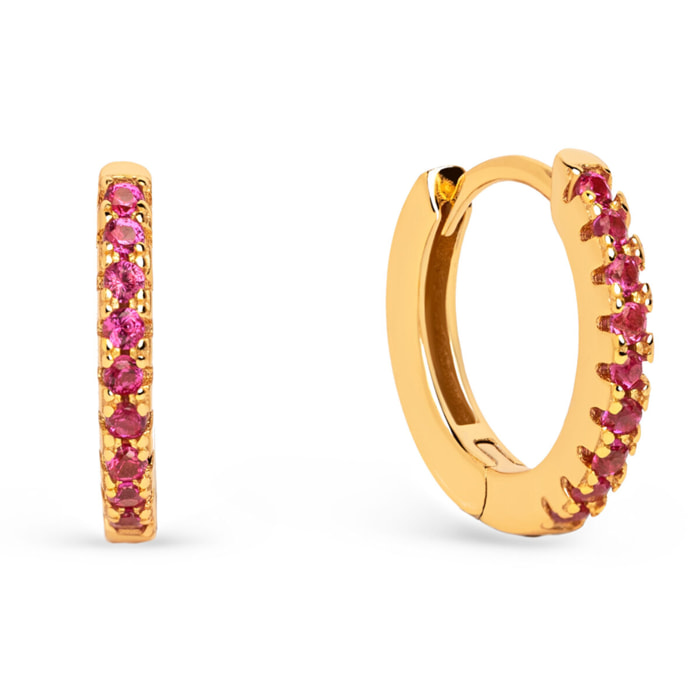 Pendientes Aro Raspberry Plata Baño Oro