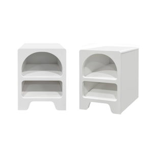 Table de chevet organique effet bois blanc. plusieurs niches 2 compartiments de rangement (lot de 2)