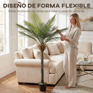 Planta Artificial Decorativa 180 cm Palmera Artificial con Maceta y Hojas para Interior Hogar Salón Oficina Verde