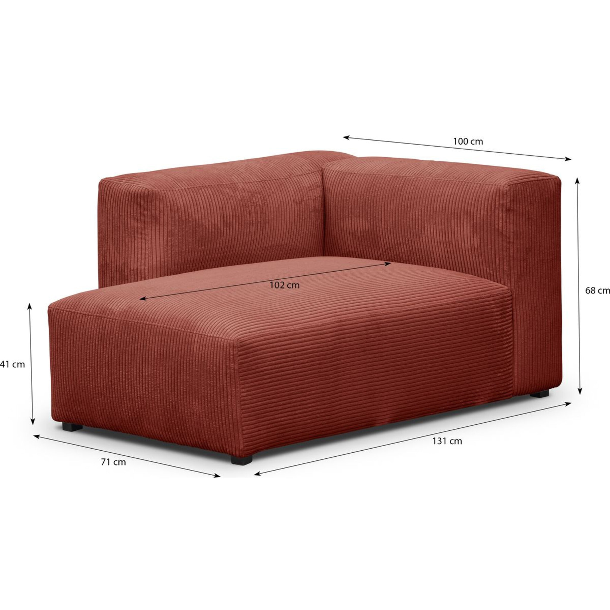 Canapé d'angle à gauche modulable 4 places en velours côtelé + pouf - MODULO
