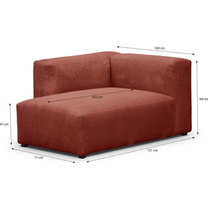 Canapé d'angle à gauche modulable 4 places en velours côtelé + pouf - MODULO