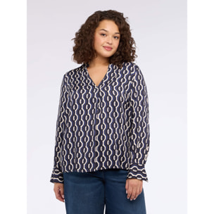 Fiorella Rubino - Blusa estampado geométrico en raso - Azul