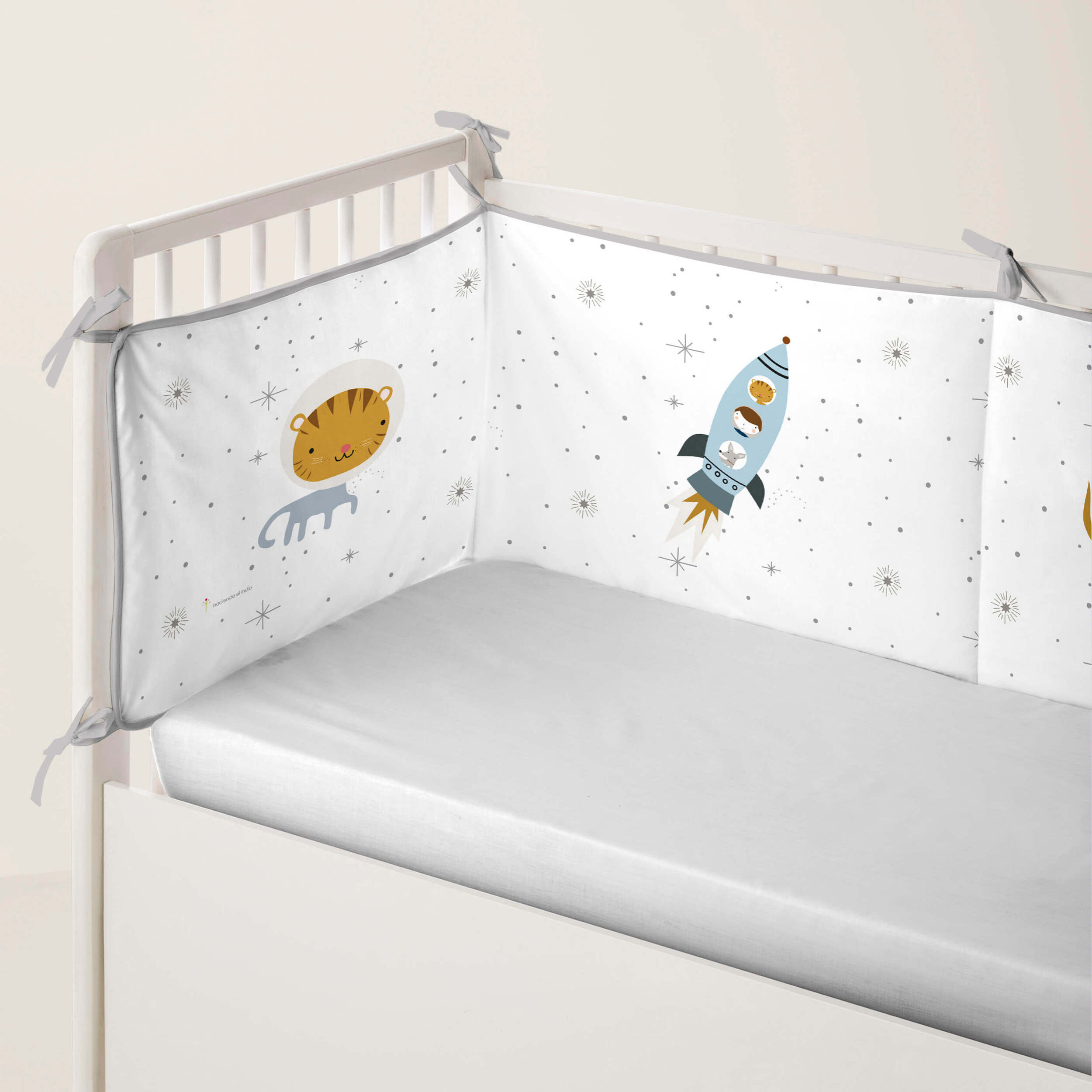 Protector de cuna - Algodón - Con Cintas - Viaje Espacial