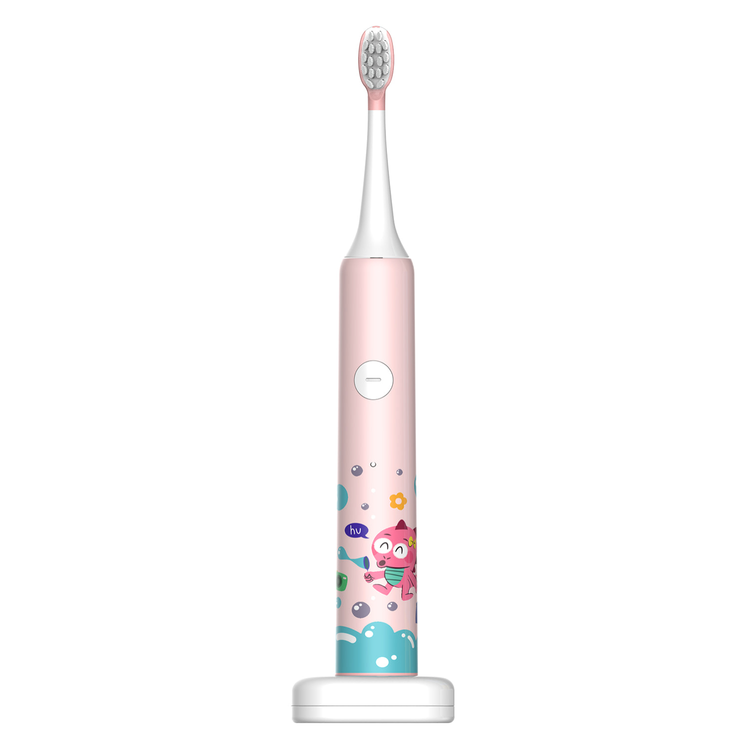 Cepillo de dientes eléctrico infantil con batería recargable y cabezal. 3 modos de uso. Carga inalámbrica inductiva.