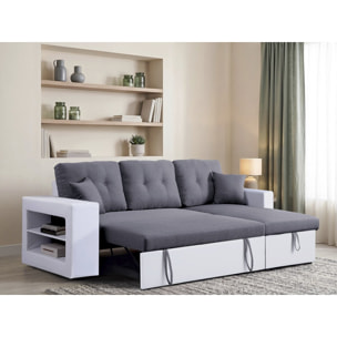 Canapé d'angle convertible/réversible "Axel" - 3 places - Blanc/Gris