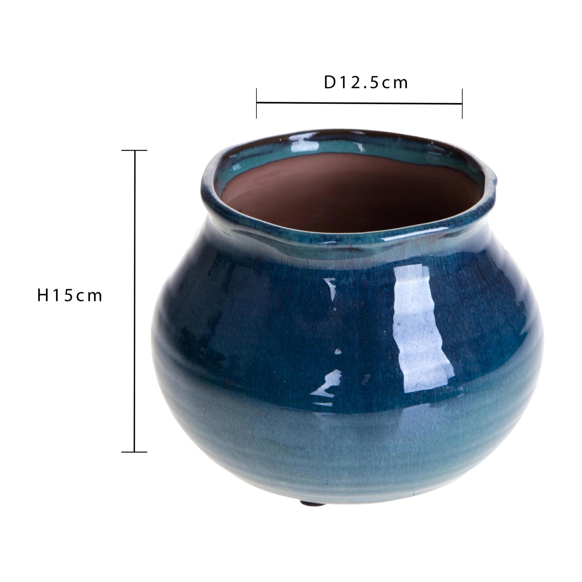 Pezzi 2 - Vaso rotondo - Colore Verde - 19xH15x12,5cm - Bianchi Dino