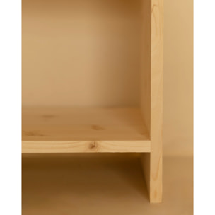 Mesita de noche de madera maciza con un cajón en tono natural de varias medidas