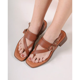 Sandalias de Serraje - Cuero - Tacón: 4 cm