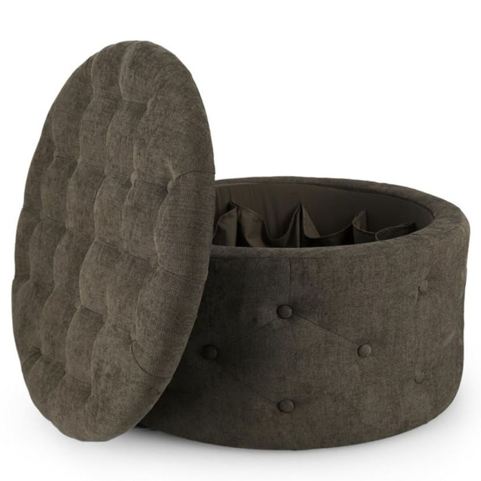 Pouf contenitore porta scarpe ERNESTINE in tessuto marrone timo