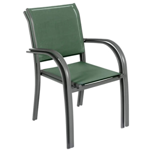 Fauteuil de jardin empilable "Piazza" vert olive & graphite en aluminium traité époxy