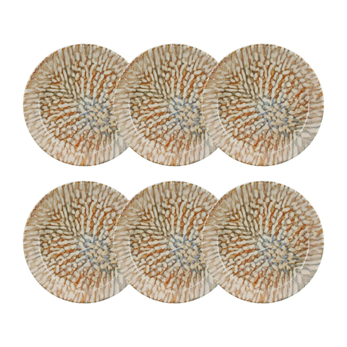 Lot de 6 assiettes creuses en grès 20,5cm  AMBRE