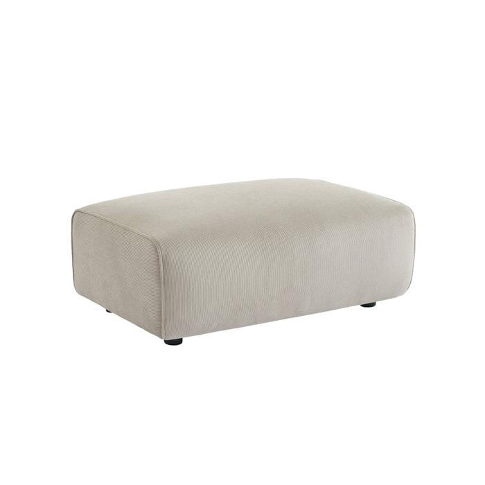 Pouf. module pour canapé. repose-pieds pour canapé 3 places en velours côtelé greige. L 102 x P 70 x H 41cm - Wallas