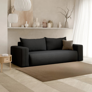 NALA - Canapé droit convertible droit 3 places en tissu gris foncé