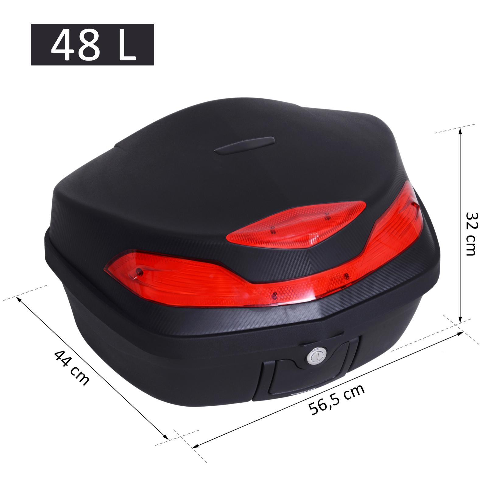 Baúl Moto Universal 48L + Llaves y Accesorios Equipaje Caja de Moto Topcase