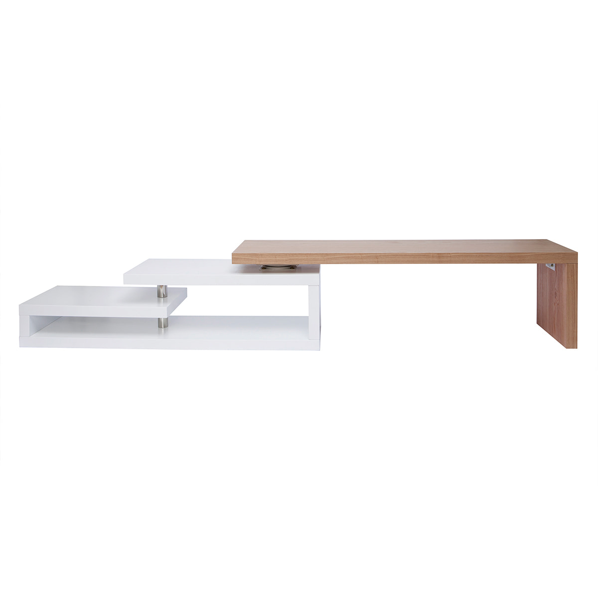 Meuble TV design modulable blanc et bois clair chêne L255 cm MAX