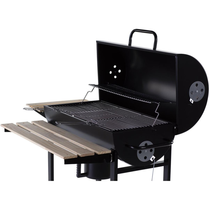 Barbecue charbon XXL de bois ''King'' - 95 x 63 x 105 cm - Noir