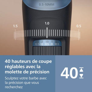 Tondeuse barbe PHILIPS BT3620/15 Series 3000, molette réglable, 40 hauteurs de coupe, précision 0,5 mm, autonomie 70 mn