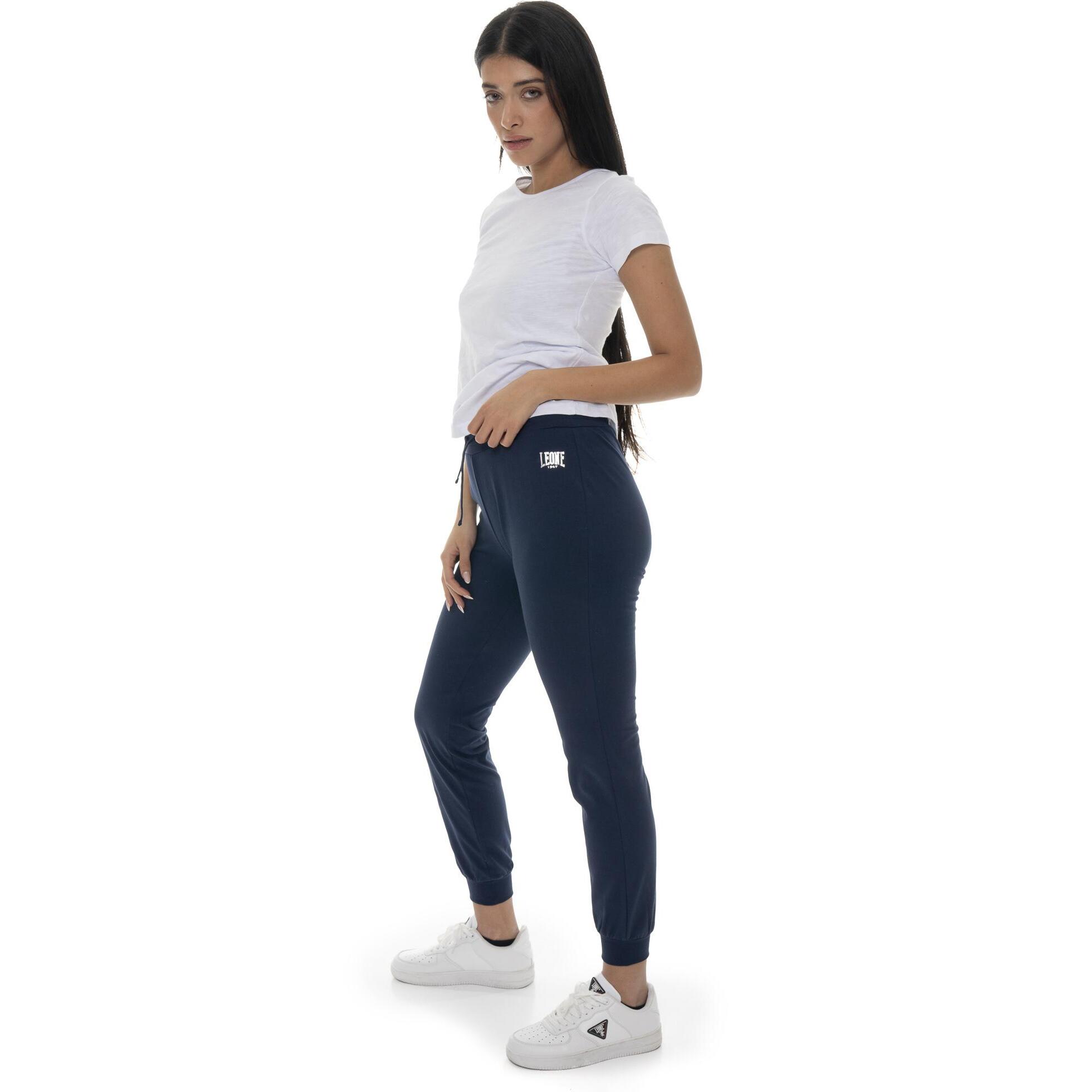 Pantaloni da donna in cotone non felpato con polsini Leone Basic