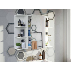 Mobile pensile Andaluso, Mobile per bagno, Armadietto sospeso, Bianco lucido, 40x21h65, 1 anta