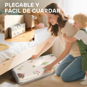 Alfombra Bebé Acolchada Plegable Reversible 150x180 cm, Tapete de Actividades Bebé XPE, Doble Cara Impermeable, con Bolsa de Transporte, Multicolor