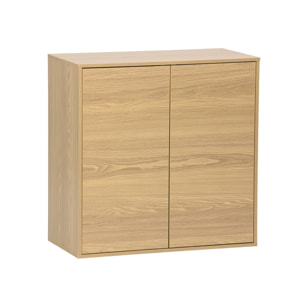 Buffet. module de rangement chêne décor bois 2 portes L 70 x P 35 x H 70 cm - Kompo