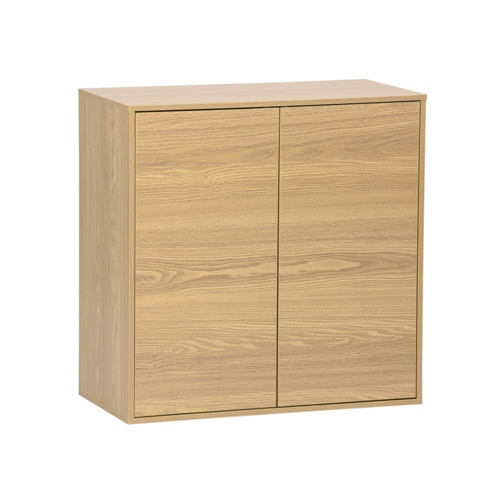 Buffet. module de rangement chêne décor bois 2 portes L 70 x P 35 x H 70 cm - Kompo