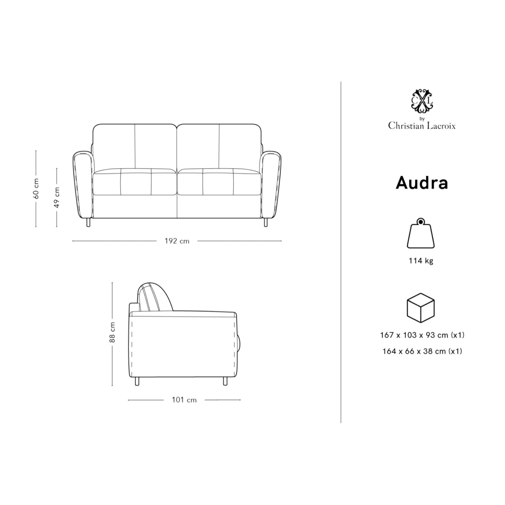 Canapé convertible ''Audra'' 3 places en velours gris