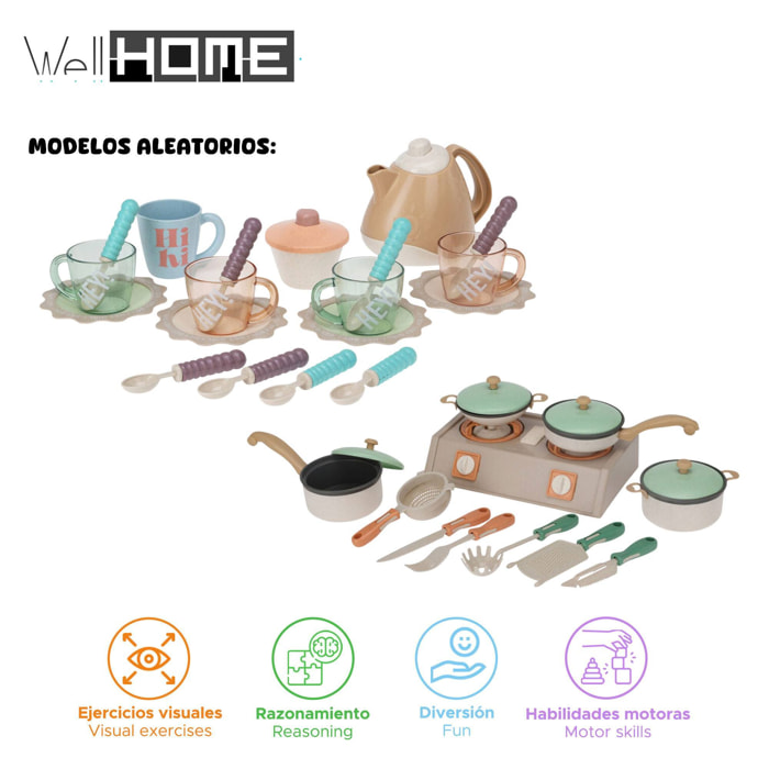 Well home set de menaje de cocina con estilo aleatorio de juego de cocina o juego de té